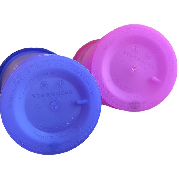 Starbucks 24oz Purple Cold Cups Set of 2 w/ Lids & Straws - Picture 4 of 4